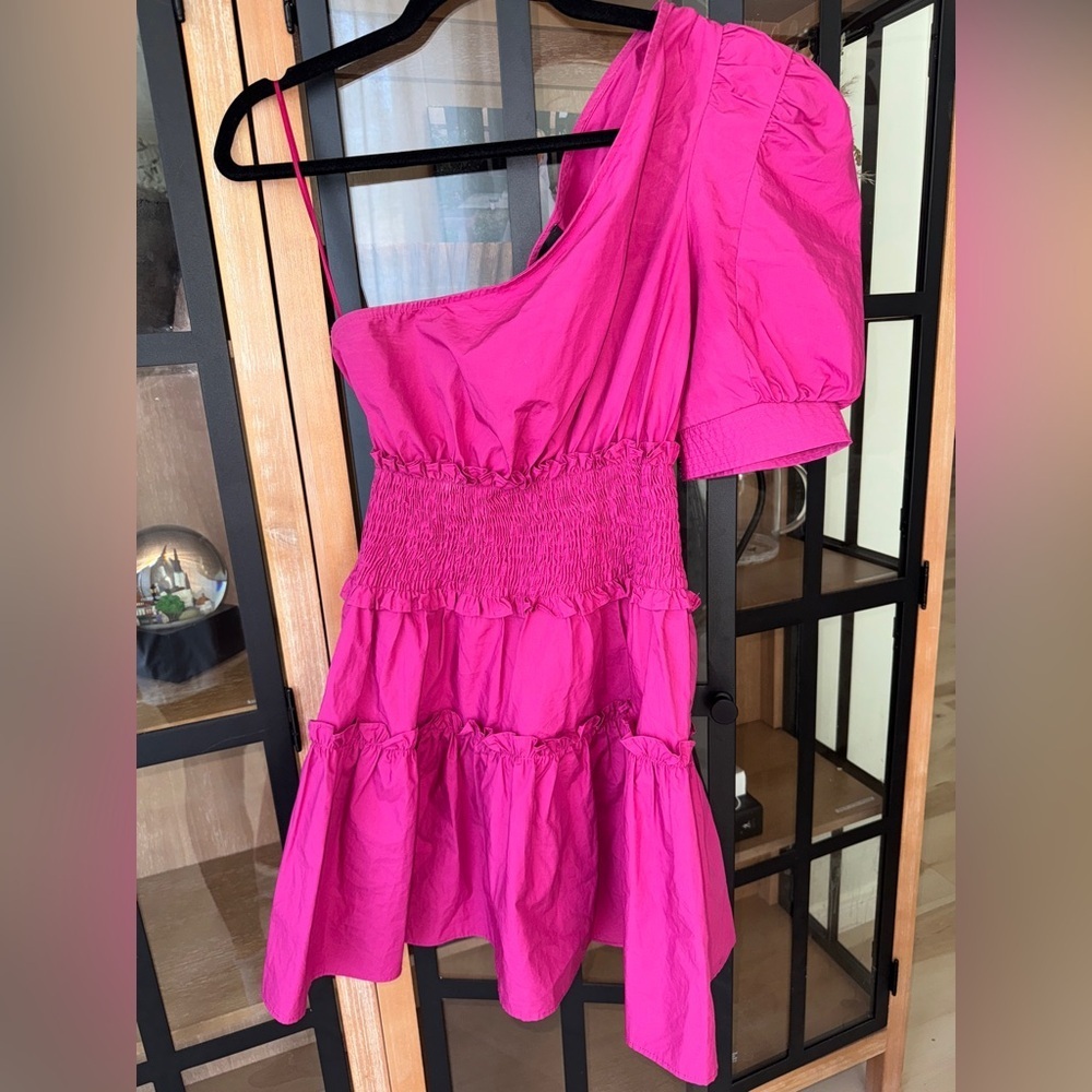 En Saison mini dress Anthropologie One Shoulder Celia ruffle smock cocktail